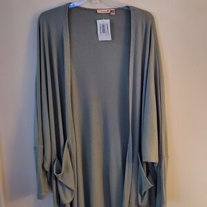 Anthropologie Maronie Womens Cardigan M Green Long Open Front  Lightweight